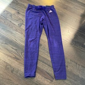Nike Purple Black Striped Leggings Workout Leggings Large L GUC